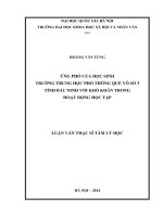 Ứng phó của học sinh trường trung học phổ thông quế võ số 3 tỉnh bắc ninh với khó khăn trong hoạt động học tập 