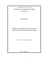 Nghiên cứu biến động chất lượng nước vùng cửa sông ven biển tỉnh quảng bình 
