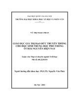 Giáo dục giá trị đạo đức truyền thống cho học sinh trung học phổ thông ở thái nguyên hiện nay 