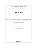 Khảo sát văn hóa ứng xử gia đình và xã hội trong tục ngữ lưu hành ở tiều vùng thăng long   hà nội 
