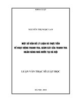Một số vấn đề lý luận và thực tiễn về hoạt động thanh tra, giám sát của thanh tra ngân hàng nhà nước tại hà nội 