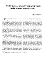 XUẤT KHẨU GẠO Ở VIỆT NAM THỜI PHÁP THUỘC