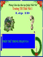 Bài giảng Toán 1 chương 2 bài 8: Phép trừ trong phạm vi 6