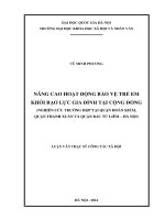 Nâng cao hoạt động bảo vệ trẻ em khỏi bạo lực gia đình tại cộng đồng (nghiên cứu trường hợp tại quận hoàn kiếm, quận thanh xuân và quận bắc từ liêm, hà nội) 