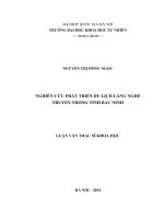 Nghiên cứu phát triển du lịch làng nghề truyền thống tỉnh bắc ninh 