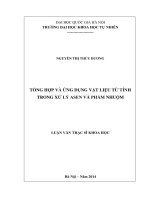 TỔNG hợp và ỨNG DỤNG vật LIỆU từ TÍNH TRONG xử lý ASEN và PHẨM NHUỘM 