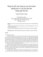 Năng lực đổi mới sáng tạo của chủ doanh nghiệp nhỏ và vừa trên địa bàn thành phố hà nội 