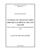 Tái phạm, tái phạm nguy hiểm theo bộ luật hình sự việt nam năm 1999 (trên cơ sở số liệu xét xử của tòa án nhân dân thành phố hà nội) 