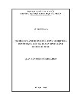 Nghiên cứu ảnh hưởng của công nghiệp hóa đến sử dụng đất huyện bình chánh 