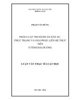 Pháp luật thi hành án dân sự, thực trạng và giải pháp, liên hệ thực tiễn ở tỉnh hải dương 