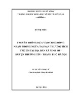 Truyền thông dựa vào cộng đồng nhằm phòng ngừa tai nạn thương tích trẻ em tại địa bàn xã ninh sở   huyện thường tín, hà nội 