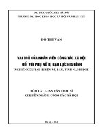 Vai trò của nhân viên công tác xã hội đối với phụ nữ bị bạo lực gia đình ( nghiên cứu tại huyện vụ bản, tỉnh nam định) 