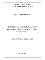Thế tương tác nguyên tử và áp dụng để tính các tham số nhiệt động trong lý thuyết XAFS 