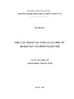 NHU cầu THAM vấn tâm lý của PHỤ nữ bị bạo lực GIA ĐÌNH TẠI HÀ nội 