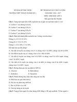 Đề thi khảo sát chất lượng đầu năm môn Sinh học lớp 11 trường THPT Thuận Thành số 1, Bắc Ninh năm học 2016 - 2017