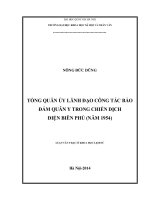 TỔNG QUÂN ủy LÃNH đạo CÔNG tác bảo đảm QUÂN y TRONG CHIẾN DỊCH điện BIÊN PHỦ (năm 1954) 