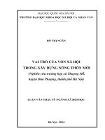 Vai trò của vốn xã hội trong xây dựng nông thôn mới ( nghiên cứu trường hợp xã thượng mỗ, huyện đan phượng, thành phố hà nội) 