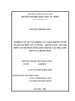 NGHIÊN cứu sự vận ĐỘNG của ASEN TRONG nước NGẦM tại KHU vực NAM dư – HOÀNG MAI – hà nội TRÊN cơ sở PHÂN TÍCH ASEN TRONG các PHA LIÊN kết của TRẦM TÍCH 