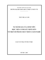 Tự đánh giá của sinh viên học viện cảnh sát nhân dân về một số phẩm chất nhân cách nghề 