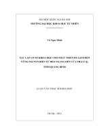 Xác lập cơ sở khoa học cho phát triển du lịch bền vững dải ven biển từ đèo ngang đến cửa nhật lệ, tỉnh quảng bình 