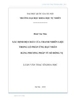 Xác định độ cháy của thanh nhiên liệu trong lò phản ứng hạt nhân bằng phương pháp tỷ số đồng vị 