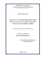 XÂY DỰNG CÁC GIẢI PHÁP NHẰM HOÀN THIỆN CÔNG TÁC QUẢN LÝ TÀI CHÍNH TẠI TRƯỜNG CAO ĐẲNG CÔNG NGHIỆP NAM ĐỊNH