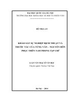 Khảo sát sự nghiệp dịch thuật và trước tác của tùng vân   nguyễn đôn phục trên nam phong tạp chí 