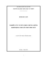NGHIÊN cứu TUYỂN CHỌN CHỦNG GIỐNG KHỞI ĐỘNG CHO lên MEN PHO mát 
