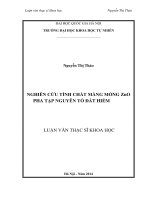Nghiên cứu tính chất màng mỏng của zno pha tạp nguyên tố đất hiếm 