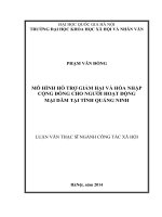 Mô hình hỗ trợ giảm hại và hòa nhập cộng đồng cho người hoạt động mại dâm tại tỉnh quảng ninh 