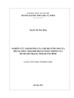 Nghiên cứu ảnh hưởng của chế độ tưới cho lúa đến sự phát thải khí metan ở đất trồng lúa huyện bố trạch, tỉnh quảng bình 