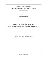 Nghiên cứu phân vùng sinh thái phục vụ nuôi trồng thủy sản tại tỉnh bến tre 