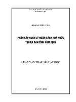 Phân cấp quản lý ngân sách nhà nước tại địa bàn tỉnh nam định 