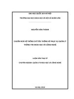 Chuẩn hóa hệ thống chỉ tiêu thống kê phục vụ quản lý thông tin khoa học và công nghệ 