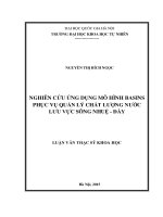 Nghiên cứu ứng dụng mô hình basins phục vụ quản lý chất lượng nước lưu vực sông nhuệ   đáy 