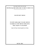 TỔ CHỨC KHOA học tài LIỆU GHI âm tại KHO lưu TRỮ TRUNG ƯƠNG ĐẢNG THỰC TRẠNG và GIẢI PHÁP 