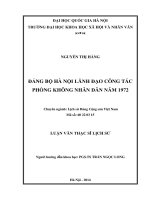 Đảng bộ hà nội lãnh đạo công tác phòng không nhân dân 1972 