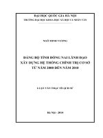 Đảng bộ tỉnh đồng nai lãnh đạo xây dựng hệ thống chính trị cơ sở từ năm 2000 đến năm 2010 