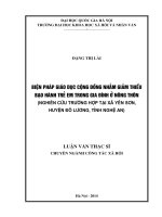 Biện pháp giáo dục cộng đồng nhằm giảm thiểu bạo hành trẻ em trong gia đình ở nông thôn ( nghiên cứu trường hợp tại xã yên sơn, huyện đô lương, tỉnh nghệ an) 