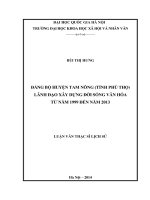 ĐẢNG bộ HUYỆN TAM NÔNG (TỈNH PHÚ THỌ) LÃNH đạo xây DỰNG đời SỐNG văn hóa từ năm 1999 đến năm 2013 