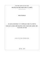 Đa dạng sinh học cá và mối quan hệ của chúng với chất lượng môi trường nước ở vùng hồ đồng mô  ngải sơn, hà nội 