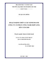 HOẠCH ĐỊNH CHIẾN LƯỢC KINH DOANH CÔNG TY CỔ PHẦN CÔNG NGHỆ HỢP LONG ĐẾN NĂM 2020