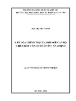 Văn hóa chính trị của đội ngũ cán bộ chủ chốt cấp cơ sở ở tỉnh nam định 