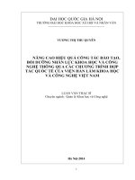 Nâng cao hiệu quả công tác đào tạo, bồi dưỡng nhân lực khoa học và công nghệ thông qua các chương trình hợp tác quốc tế của viện hàn lâm khoa học và công nghệ việt nam 