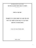 NGHIÊN cứu TỔNG hợp vật LIỆU QUANG xúc tác TRÊN cơ sở tio2 và vật LIỆU KHUNG cơ KIM (MOF) 