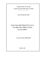 Về sự thay đổi tính chất vật lý của hợp chất thiếu lantan la0,54ca0,40mno3 δ 