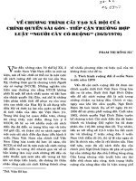 CHƯƠNG TRÌNH CẢI TẠO XÃ HỘI CỦA CHÍNH QUYỀN SÀI GÒN TIẾP CẬN TRƯỜNG HỢP LUÂT  NGƯỜI CÀY CÓ RUỘNG