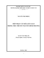 Tiếp nhận văn hóa dân gian trong tiểu thuyết nguyễn bình phương 