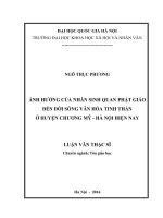 Ảnh hưởng của nhân sinh quan phật giáo đến đời sống văn hóa tinh thần ở huyện chuơng mỹ   hà nội hiện nay 