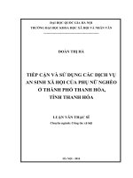 TIẾP cận và sử DỤNG các DỊCH vụ AN SINH xã hội của PHỤ nữ NGHÈO ở THÀNH PHỐ THANH hóa, TỈNH THANH hóa 